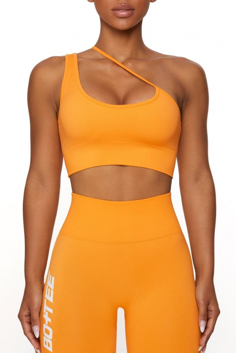 Oh Polly Evolve Asymmetric Seamless Crop Top Bo+Tee Tops Orange | XWPH-78346