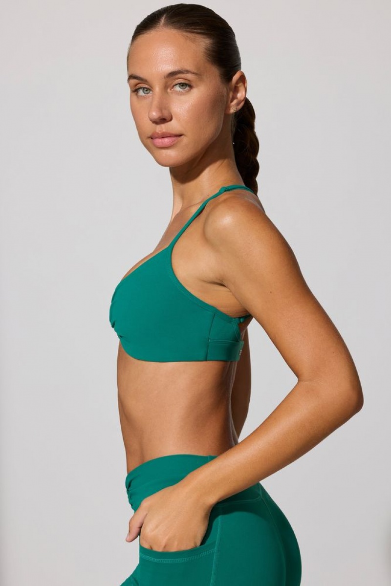 Oh Polly Evolve Multiway Twist Front Sports Bra Sports Bras Teal Green | BUKW-92075