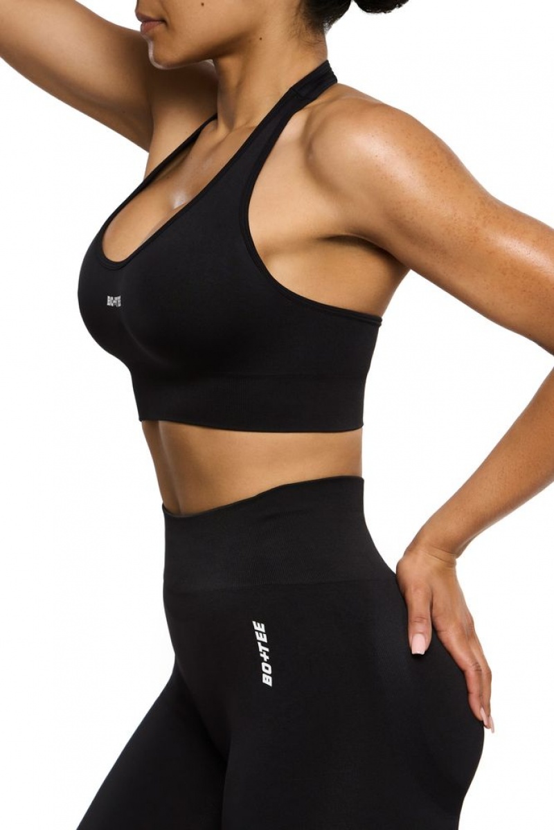 Oh Polly Focused Halter Neck Sports Bra Sports Bras Black | BKCT-59076