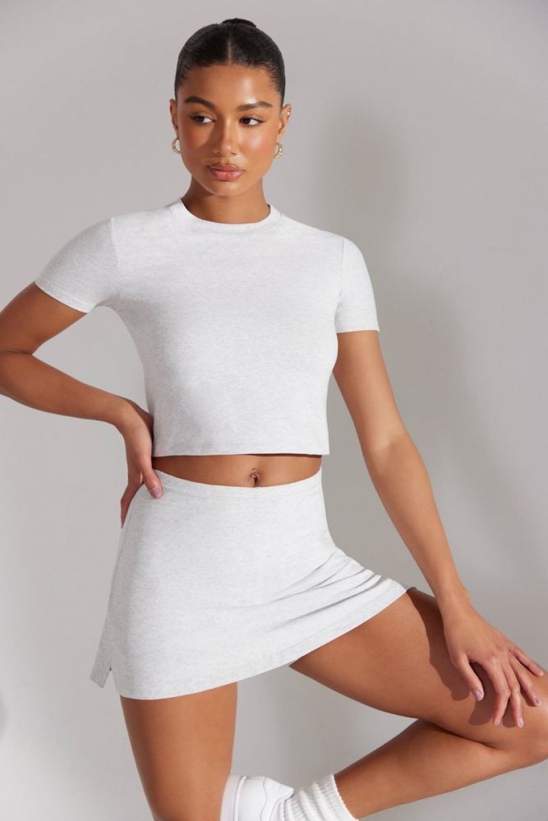 Oh Polly Foundation A-Line Mini Skort Skorts & Dresses Heather Grey | MCPB-31594