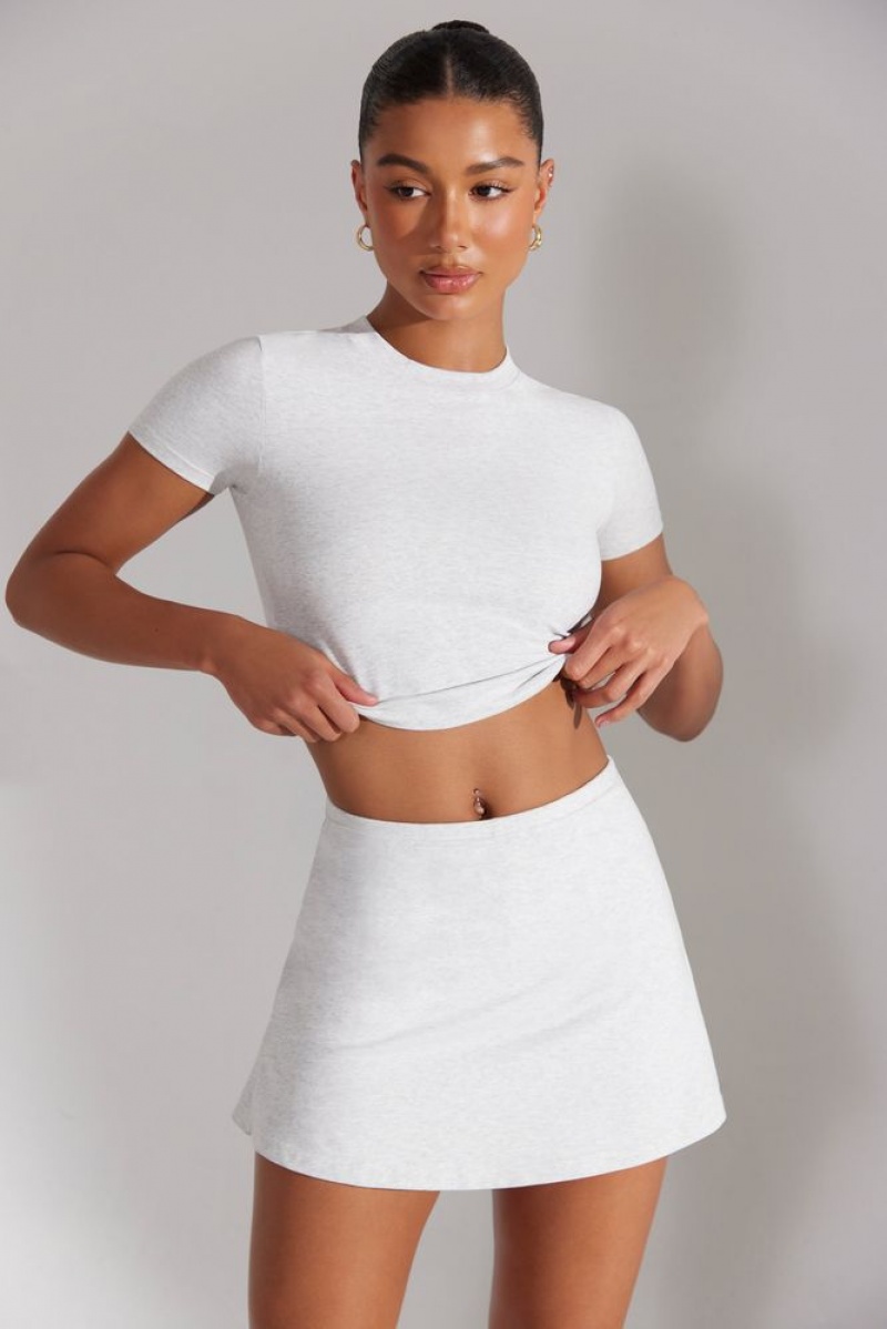 Oh Polly Foundation A-Line Mini Skort Skorts & Dresses Heather Grey | MCPB-31594