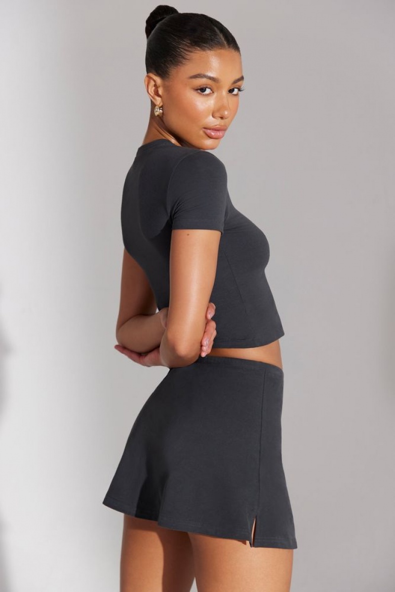 Oh Polly Foundation A-Line Mini Skort Skorts & Dresses Washed Black | EGKX-62851