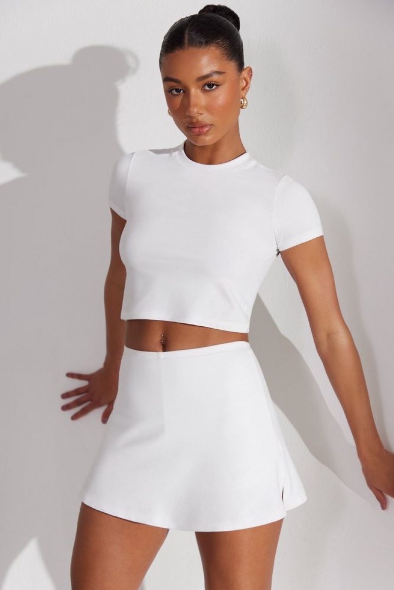 Oh Polly Foundation A-Line Mini Skort Skorts & Dresses White | BAIX-95074