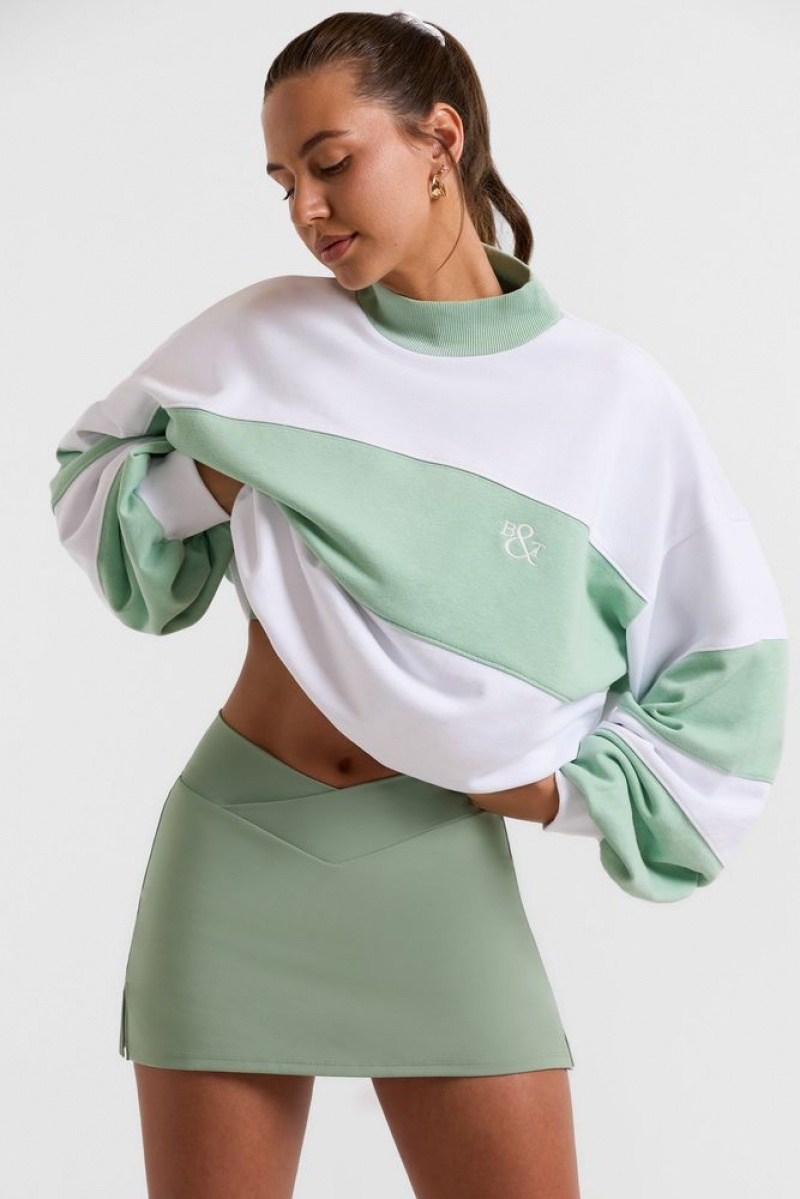 Oh Polly Game Oversized High Neck Sweatshirt Sweatshirts Mint Green | GXMA-52031