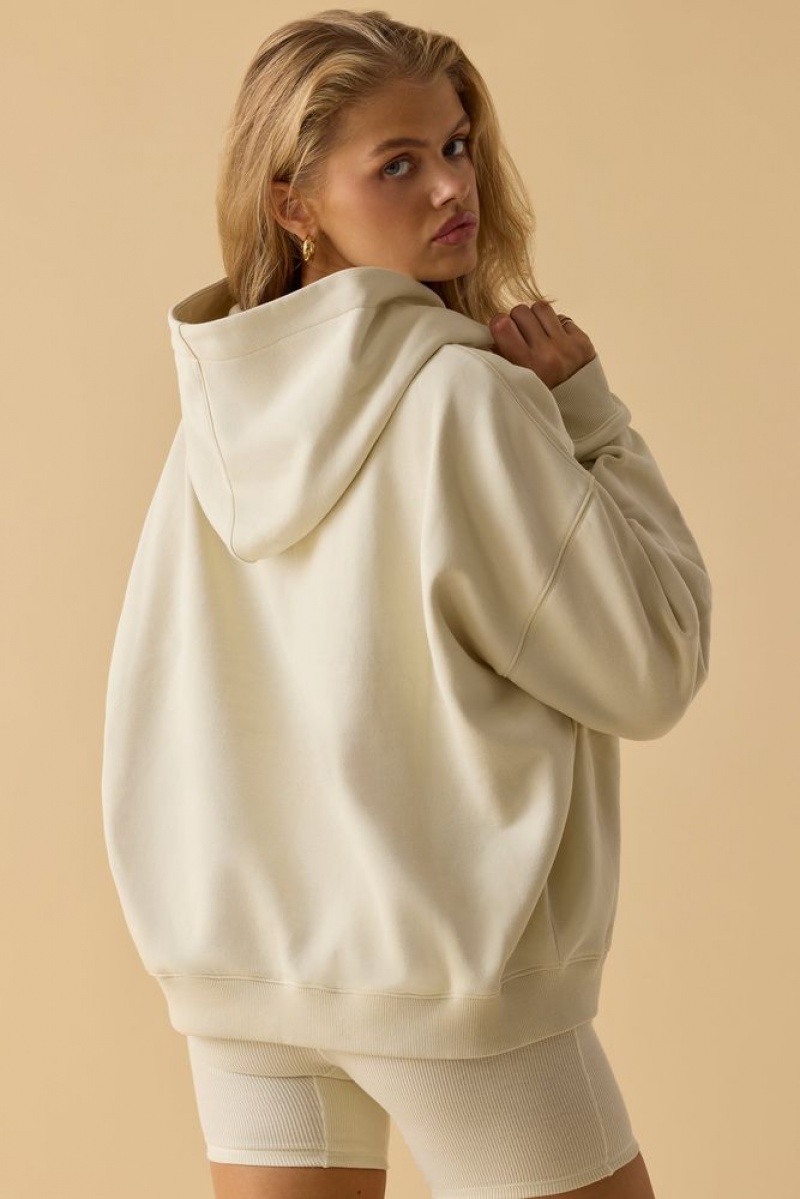 Oh Polly Hero Oversized Hooded Sweatshirt Tracksuits Bone | QULW-27316