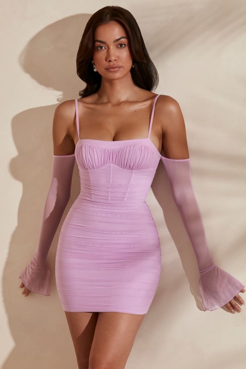 Oh Polly Honor Off The Shoulder Mini Dress Mini Dress Pink | PEGN-35809