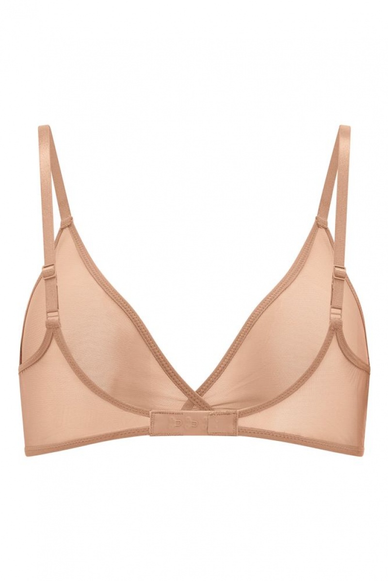 Oh Polly INTIMATES Soft Mesh Single Layer Triangle Bra Intimates Warm Peach | VHWN-28607