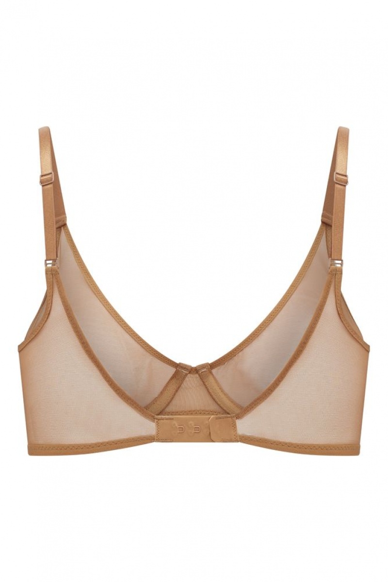 Oh Polly INTIMATES Soft Mesh Single Layer Underwired Bra Intimates Almond | BROI-15076