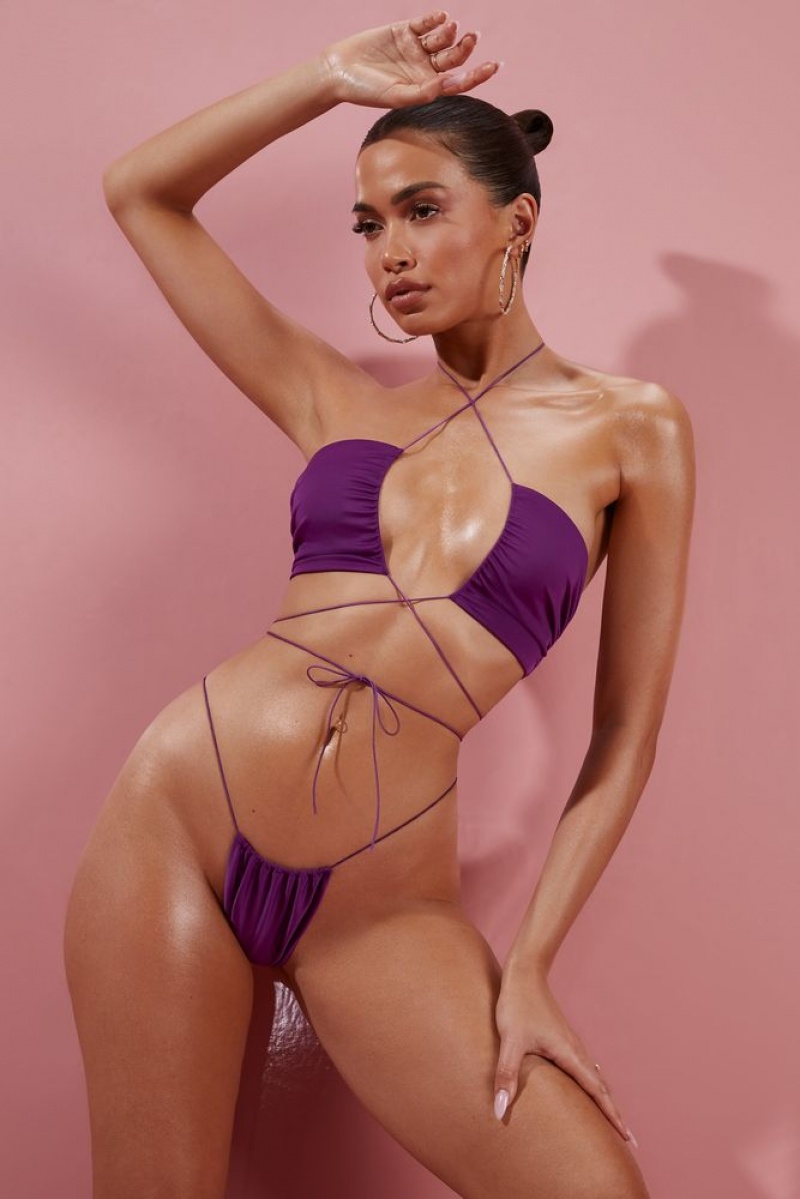 Oh Polly In Your Dreams Ruched Bikini Bottoms Bikini Bottoms Purple | ITEW-07268