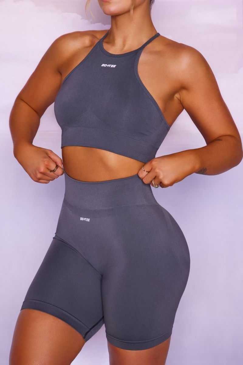 Oh Polly Incline Crop Top Bo+Tee Tops Grey | OEBP-68921