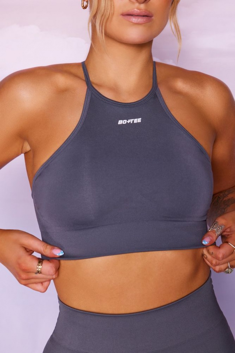 Oh Polly Incline Crop Top Bo+Tee Tops Grey | OEBP-68921