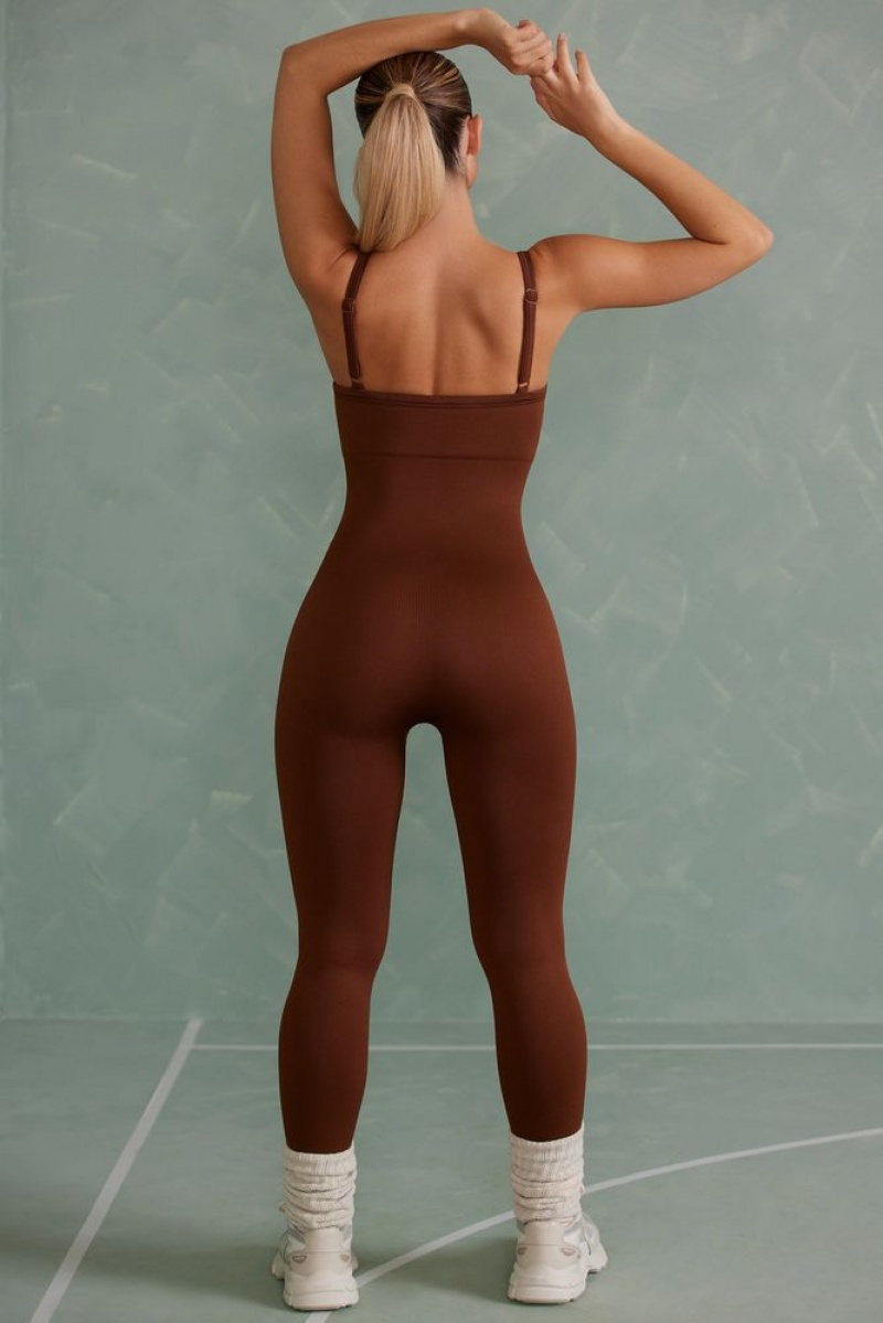 Oh Polly Intensity Petite Super Sculpt Unitard Bo+Tee Unitards Copper Brown | UYHB-74693