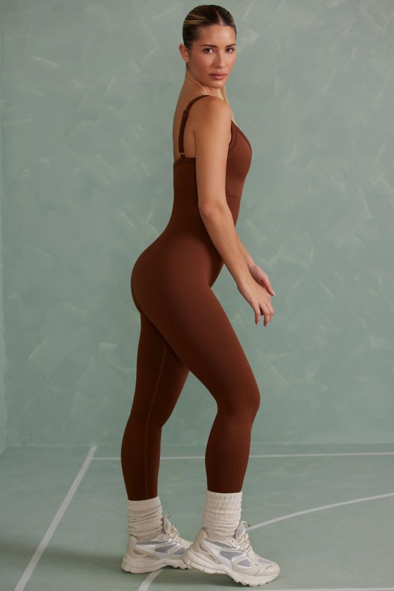 Oh Polly Intensity Petite Super Sculpt Unitard Bo+Tee Unitards Copper Brown | UYHB-74693