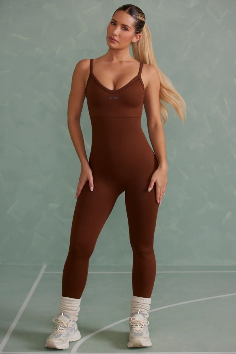 Oh Polly Intensity Petite Super Sculpt Unitard Bo+Tee Unitards Copper Brown | UYHB-74693