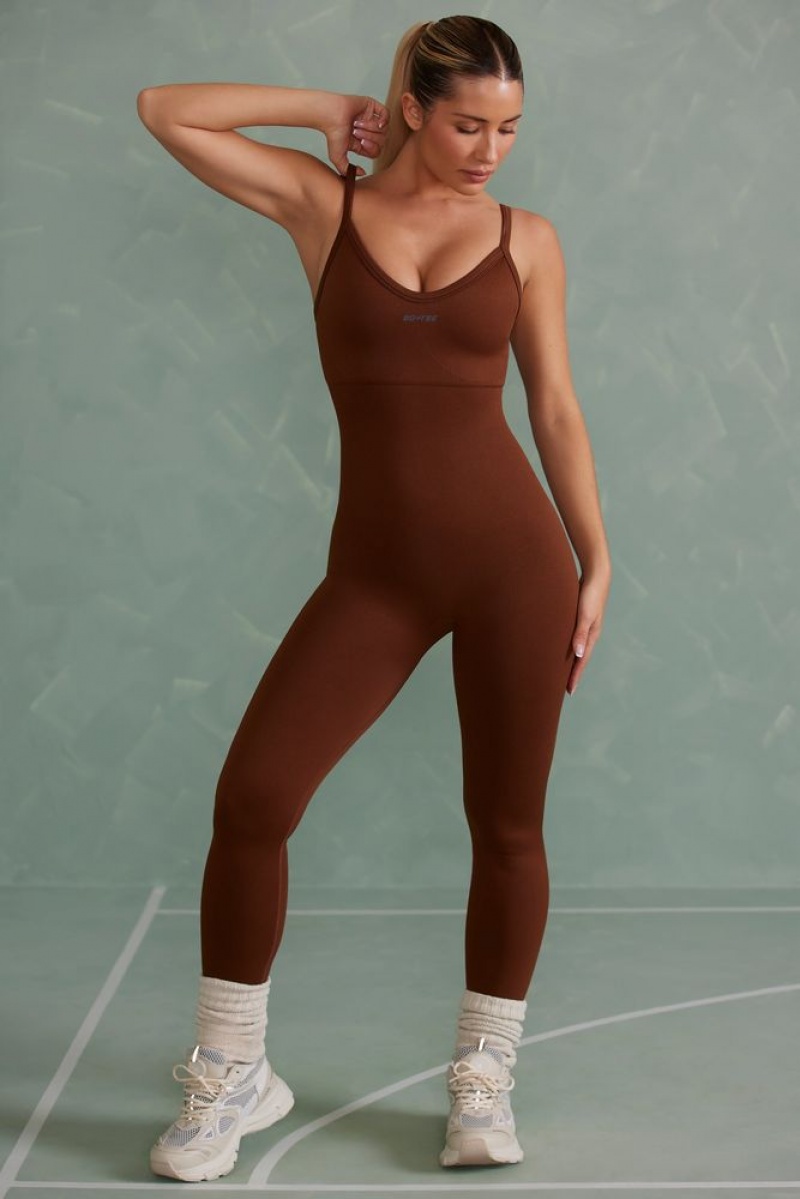 Oh Polly Intensity Petite Super Sculpt Unitard Bo+Tee Unitards Copper Brown | UYHB-74693