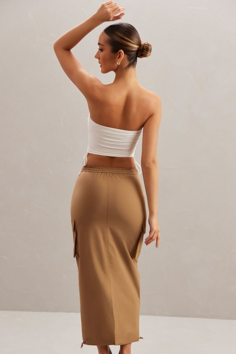 Oh Polly Kirra Cargo Maxi Skirt Skirts Tan | WETV-68915