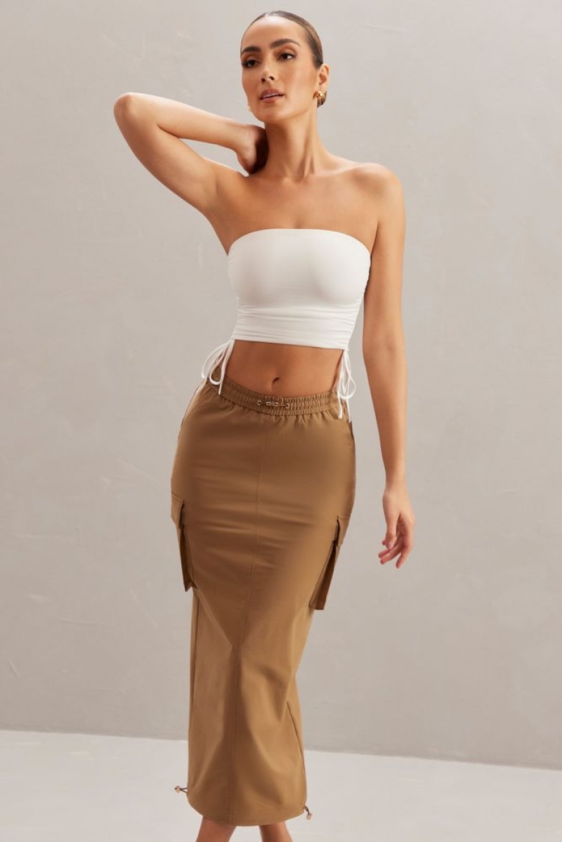 Oh Polly Kirra Cargo Maxi Skirt Skirts Tan | WETV-68915