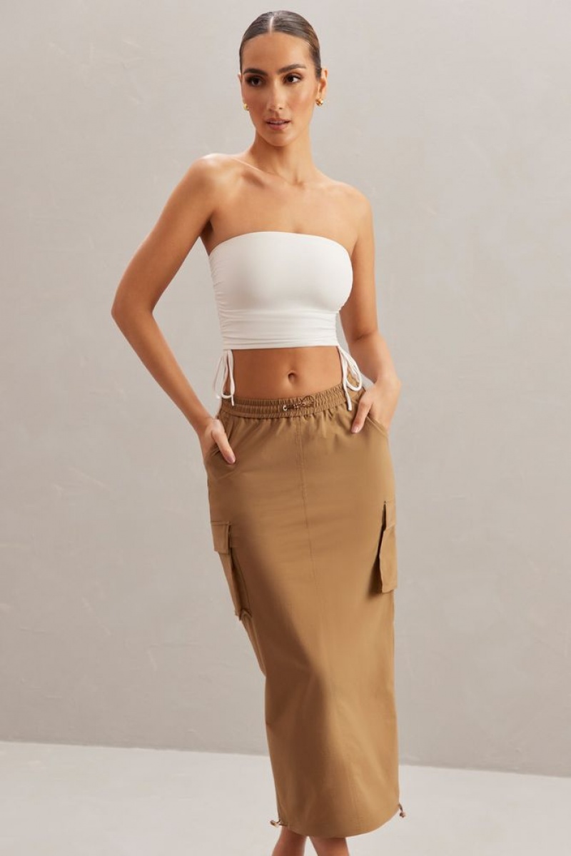 Oh Polly Kirra Cargo Maxi Skirt Skirts Tan | WETV-68915