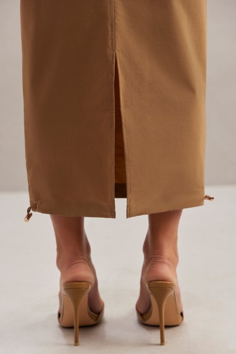 Oh Polly Kirra Cargo Maxi Skirt Skirts Tan | WETV-68915