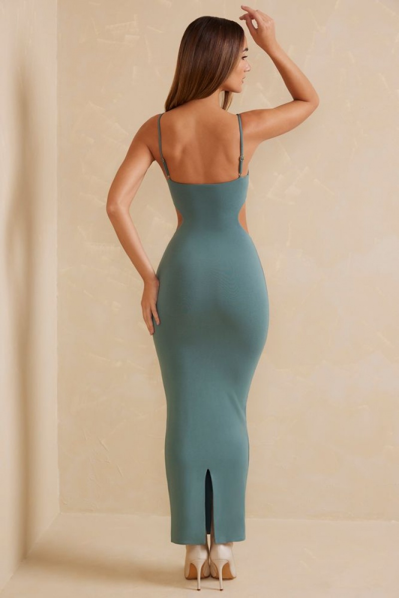 Oh Polly Leueua Cut Out Maxi Dress Maxi Dress Teal | YNGB-85960