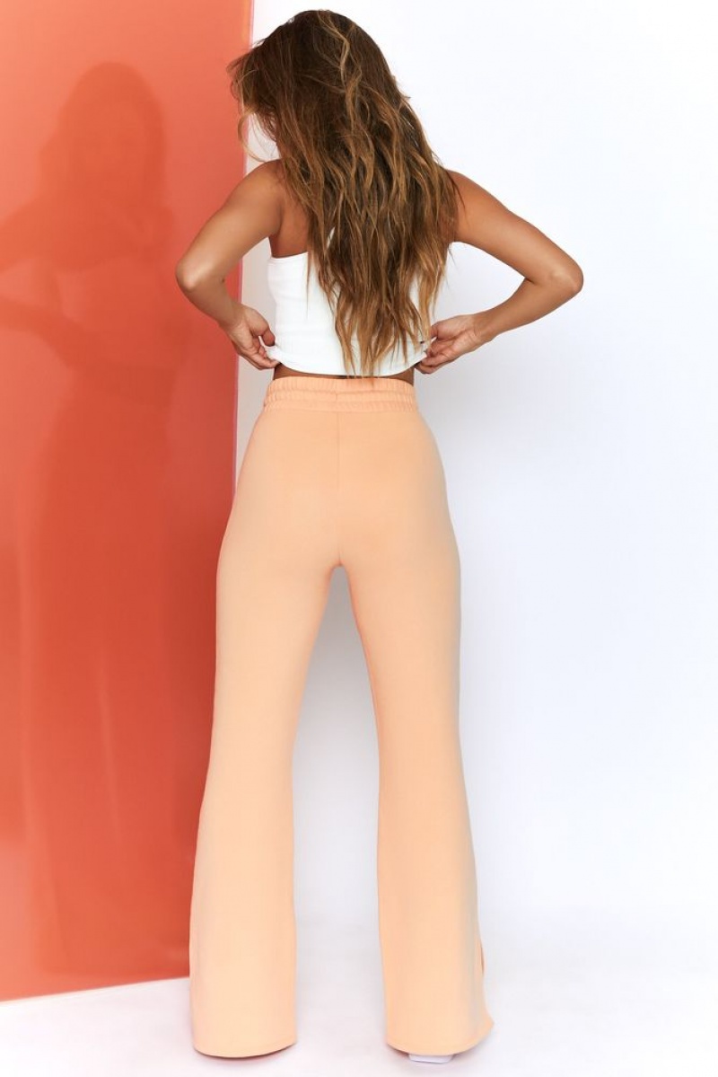 Oh Polly Life Petite Wide Leg Joggers Pants Peach | VWQB-34021