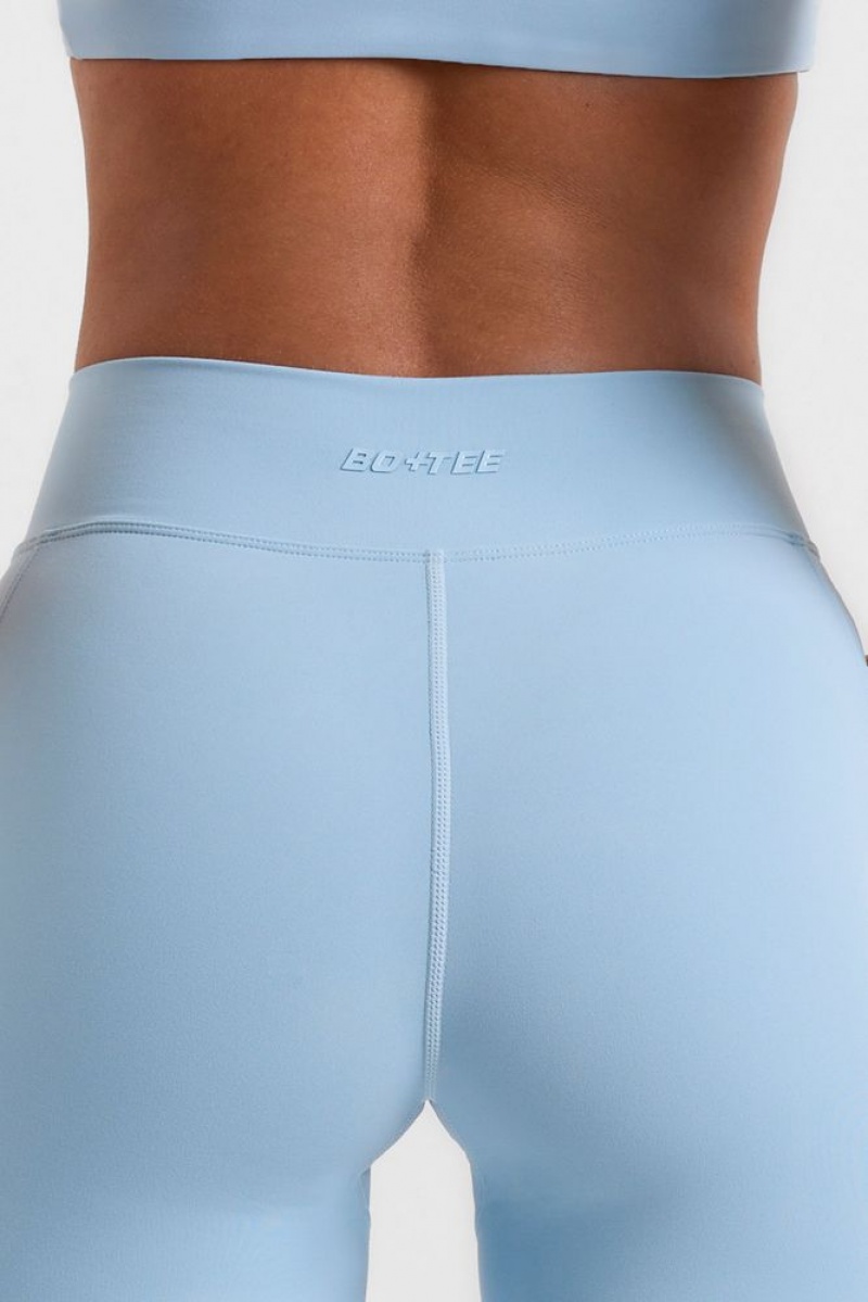 Oh Polly Match Cross Waistband Flare Pocket Leggings Gym Leggings Ice Blue | MZHK-71289