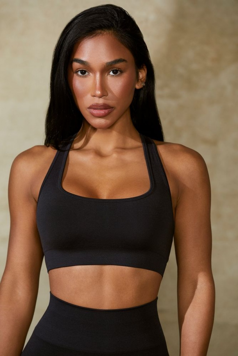 Oh Polly Mindset Cut Out Define Luxe Sports Bra Sports Bras Black | LHUG-19540