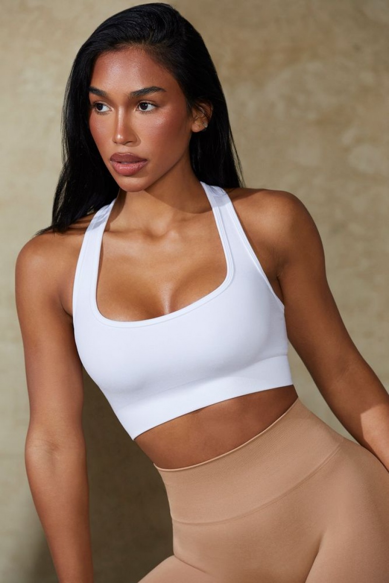 Oh Polly Mindset Cut Out Define Luxe Sports Bra Sports Bras White | BZKE-34129