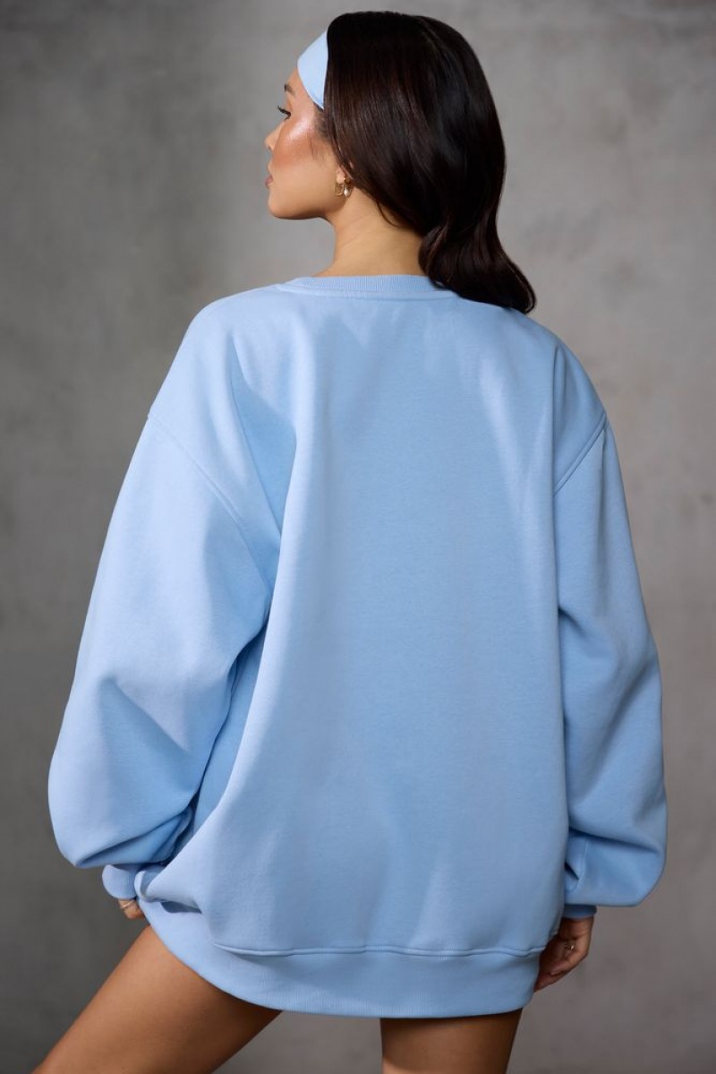 Oh Polly New Staples Oversized Sweatshirt Sweatshirts Sky Blue | VOFY-84672