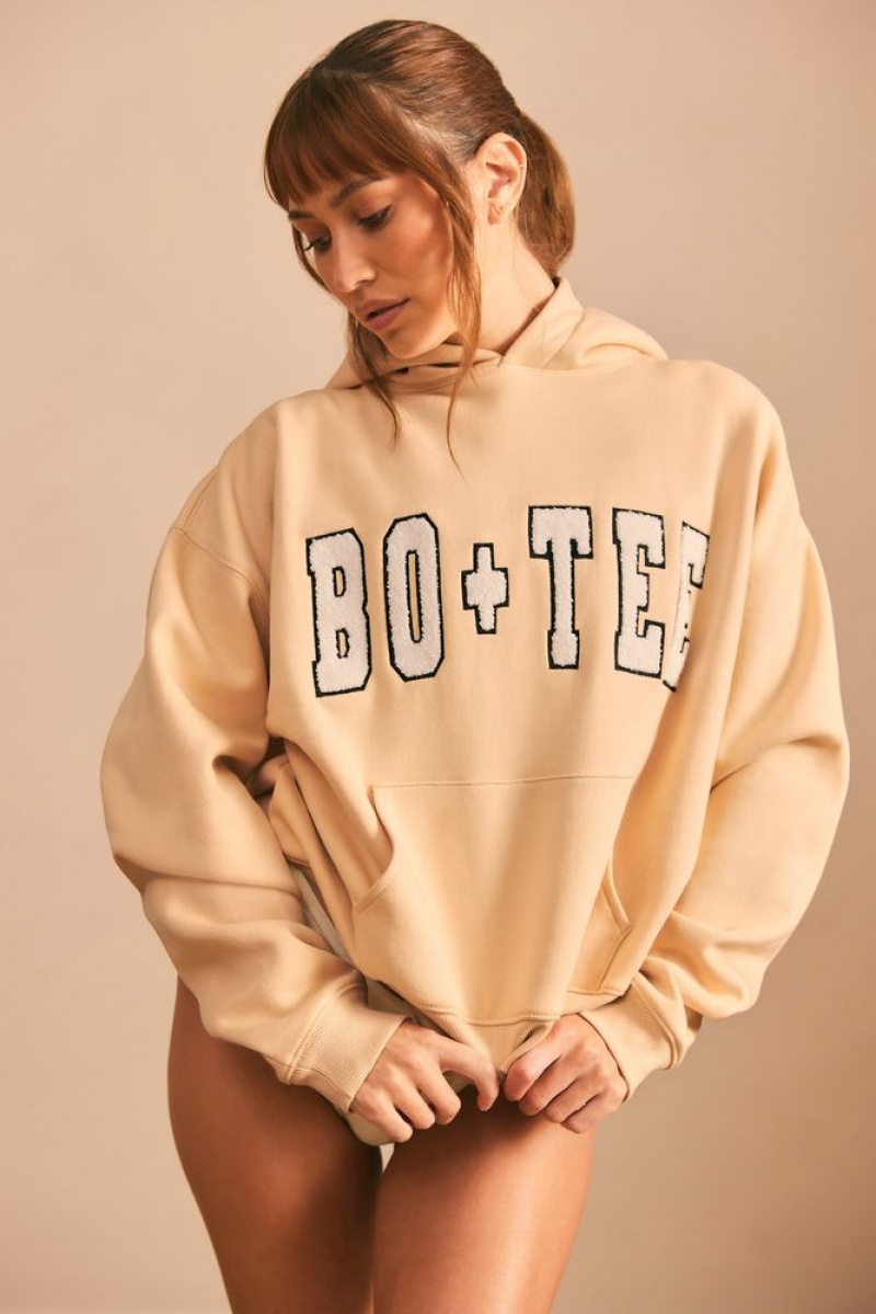 Oh Polly Off Duty Oversized Hoodie Tracksuits Sand | TBUW-85936