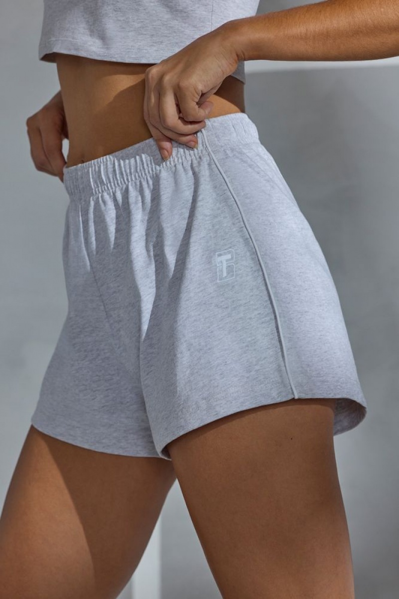 Oh Polly On Track Piped Detail Mini Sweat Shorts Shorts Marled Grey | YTRL-29078