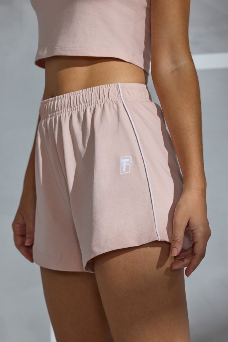 Oh Polly On Track Piped Detail Mini Sweat Shorts Shorts Soft Peach | YHNO-61523