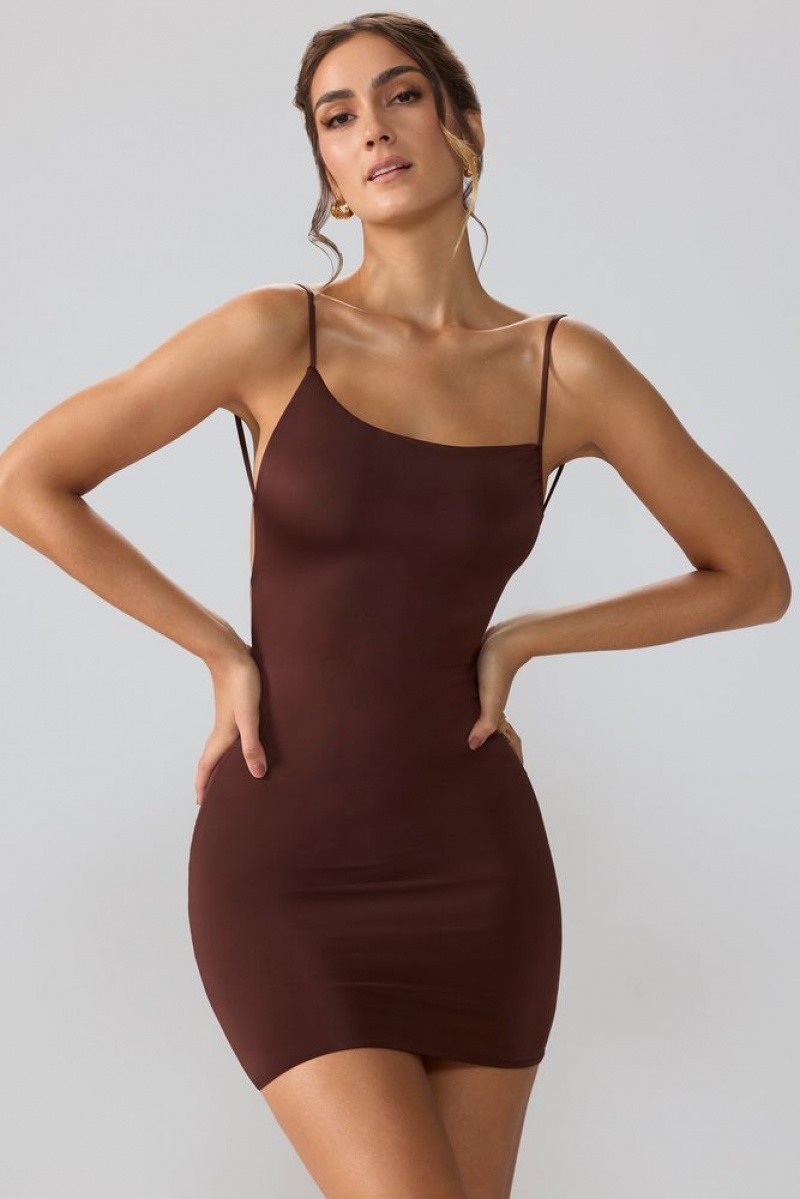 Oh Polly Orli Slinky Jersey Open Back Mini Dress Mini Dress Espresso | EPOJ-29301