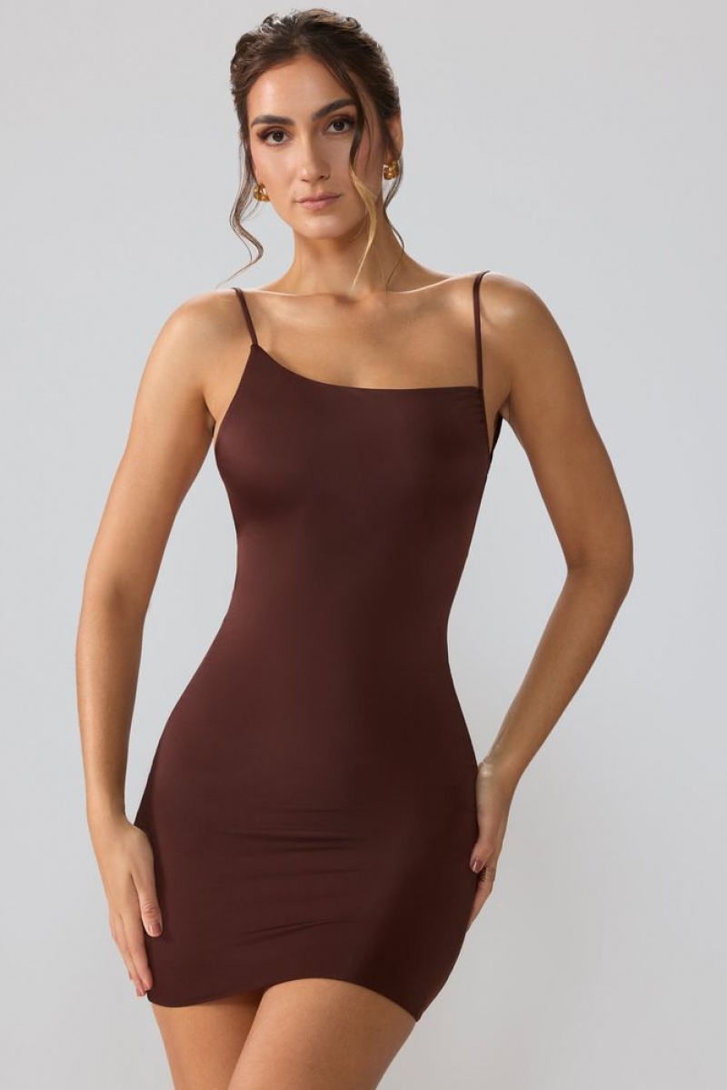 Oh Polly Orli Slinky Jersey Open Back Mini Dress Mini Dress Espresso | EPOJ-29301