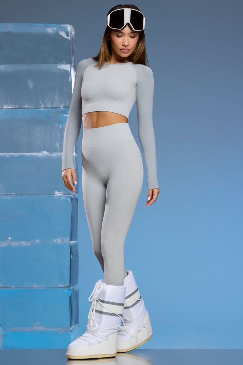 Oh Polly Piste Petite Super Sculpt Base Layer Leggings Leggings Light Grey | OCPZ-61395