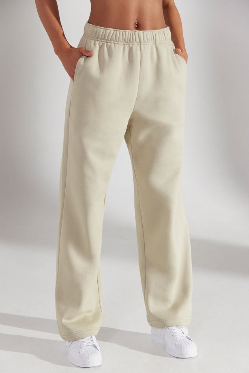 Oh Polly Principal Petite Wide Leg Joggers Pants Limestone | RQUA-64128