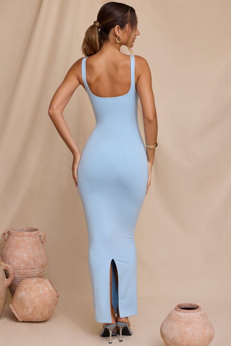 Oh Polly Reign Micro Strap Detail Maxi Dress Maxi Dress Sky Blue | KNZB-93658