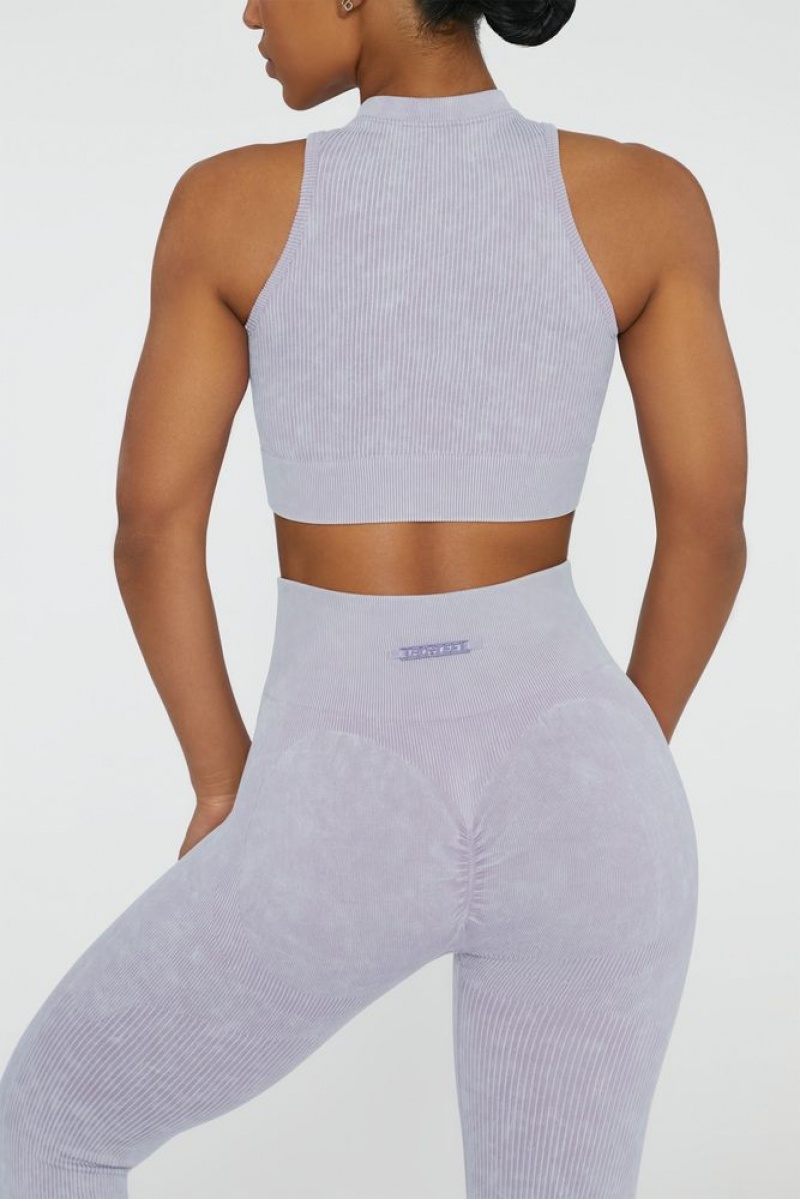 Oh Polly Relay Keyhole Zip Crop Top Bo+Tee Tops Lilac | KIER-27364