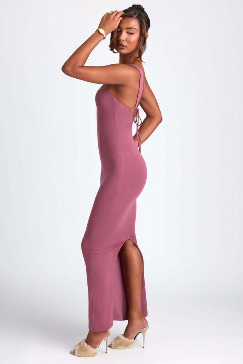 Oh Polly Savannah Modal Square Neck Low Back Maxi Dress Maxi Dress Plum | VKCE-97853