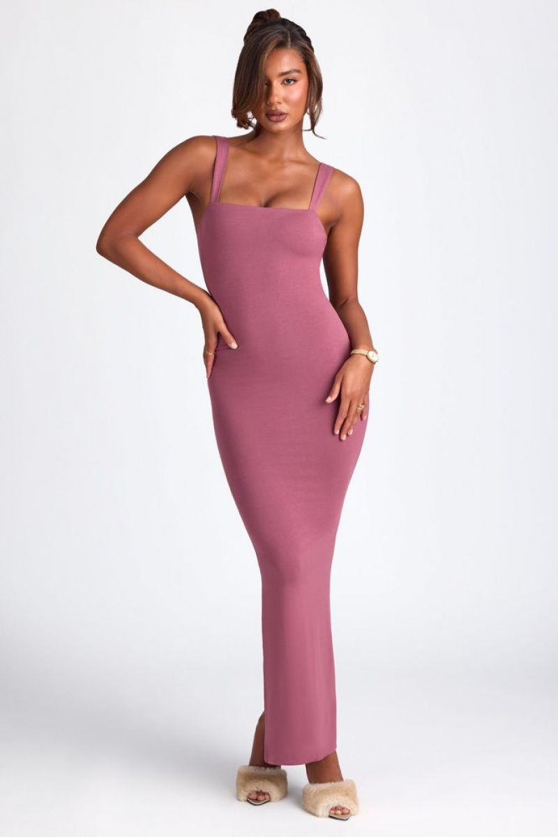 Oh Polly Savannah Modal Square Neck Low Back Maxi Dress Maxi Dress Plum | VKCE-97853