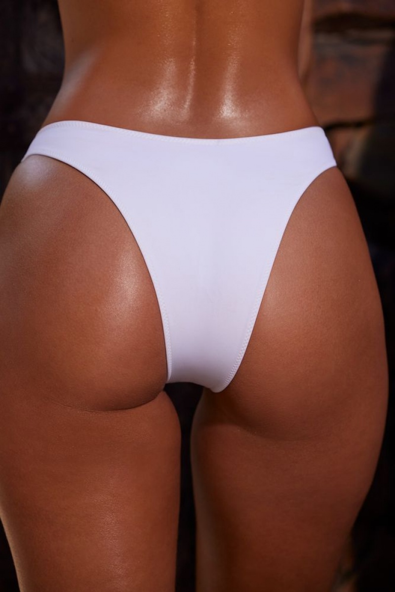 Oh Polly Signature Swim Hipster Bikini Bottoms Bikini Bottoms White | OZDT-71045