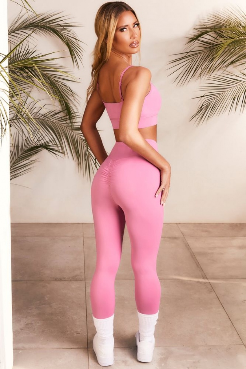 Oh Polly Sprint Slinky Scrunch Bum Leggings Leggings Pink | NXBG-03578