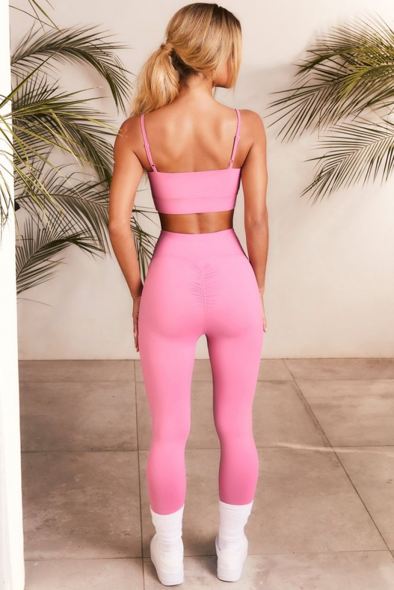 Oh Polly Sprint Slinky Scrunch Bum Leggings Leggings Pink | NXBG-03578