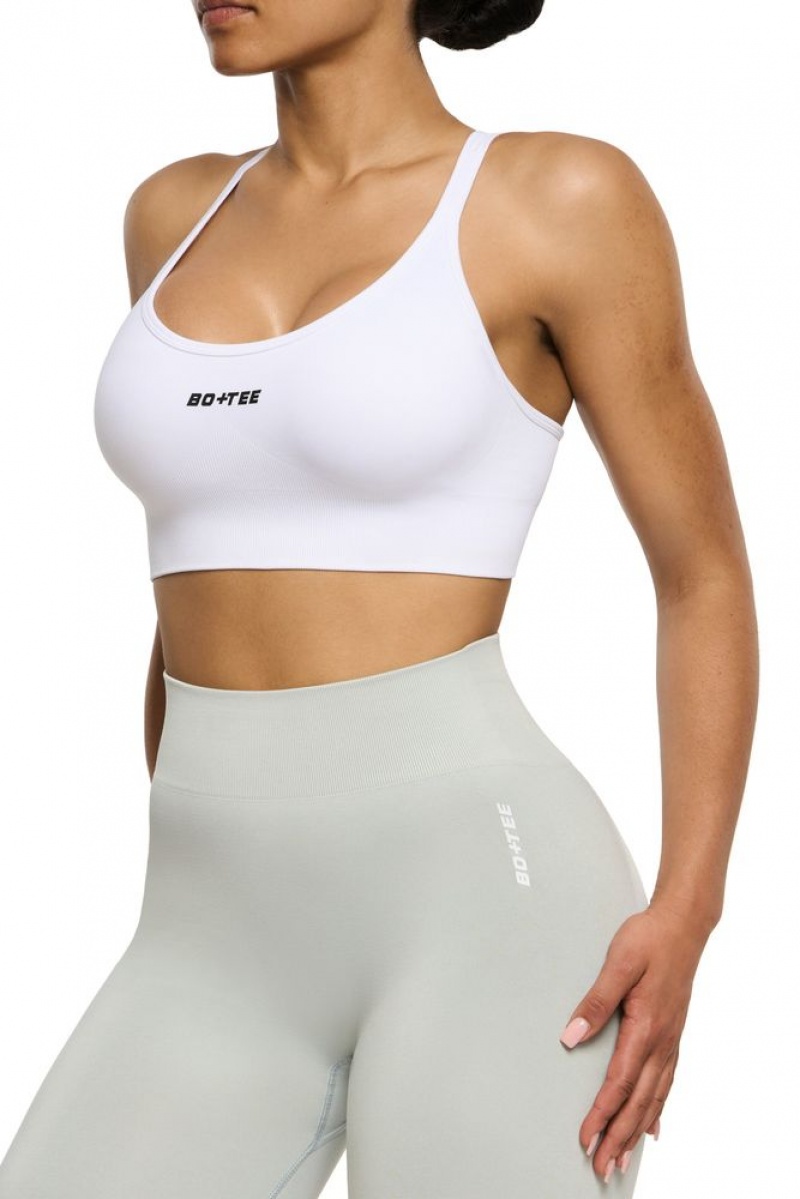 Oh Polly Streamline Seamless Strappy Sports Bra Sports Bras White | SFCB-96251