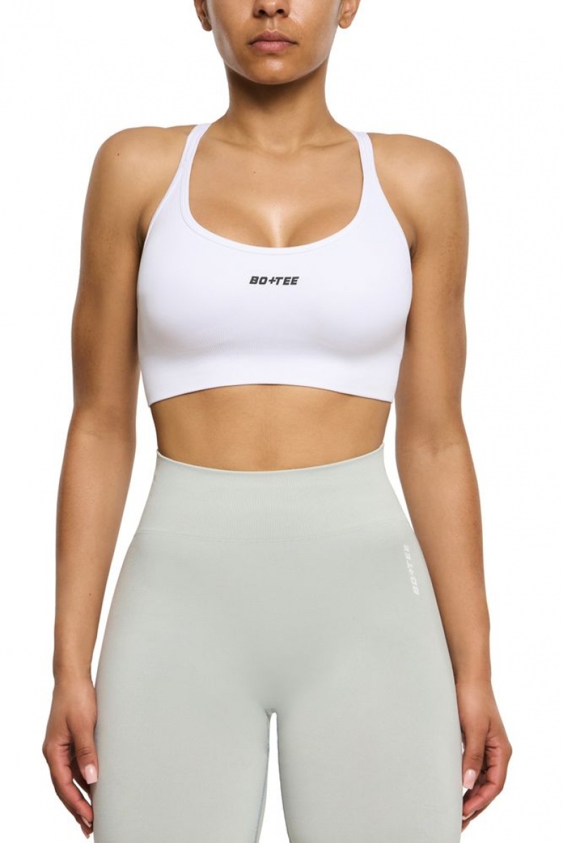 Oh Polly Streamline Seamless Strappy Sports Bra Sports Bras White | SFCB-96251