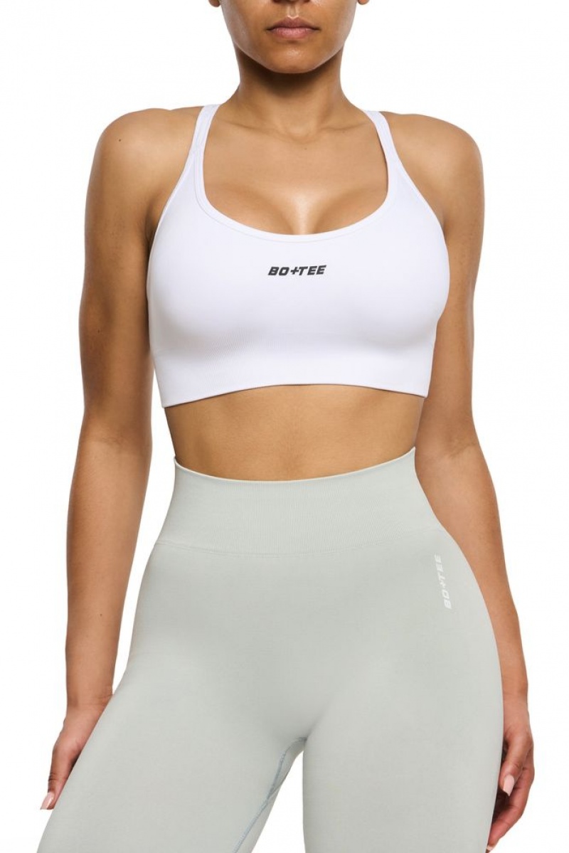 Oh Polly Streamline Seamless Strappy Sports Bra Sports Bras White | SFCB-96251