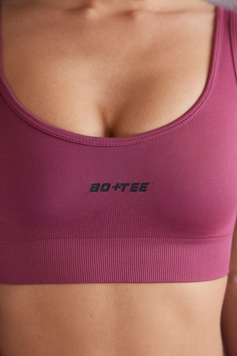 Oh Polly Stretch Asymmetric Sports Bra Sports Bras Dark Rose | QIHA-84230