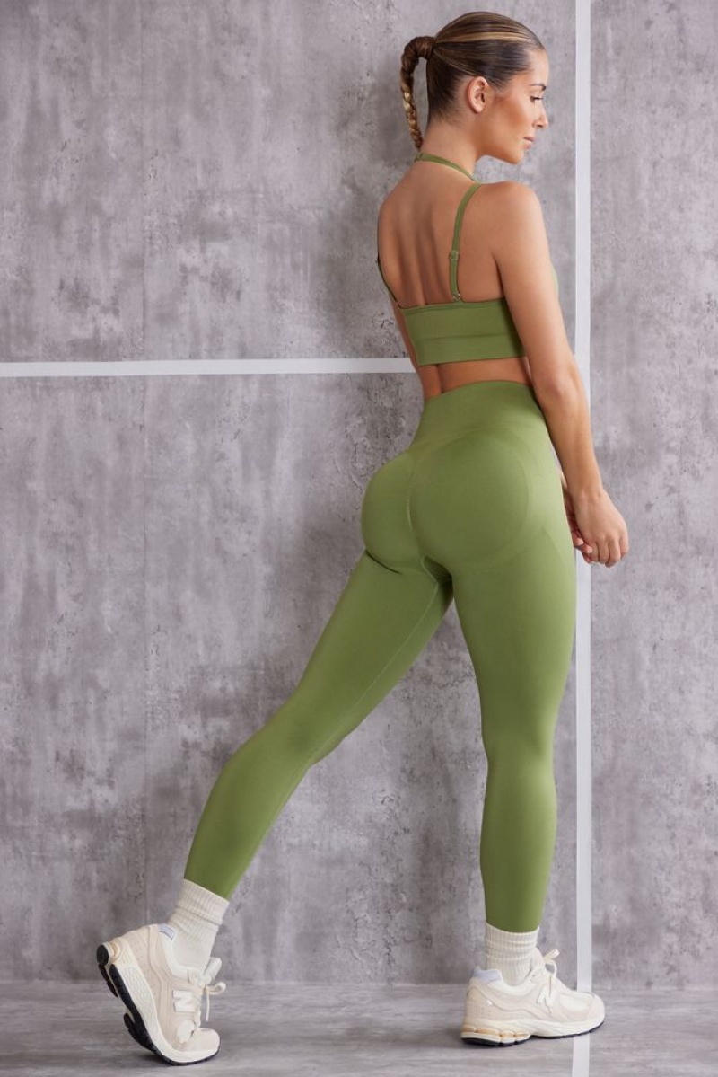 Oh Polly Superset High Waist Seamless Leggings Gym Leggings Olive | BRAF-09351