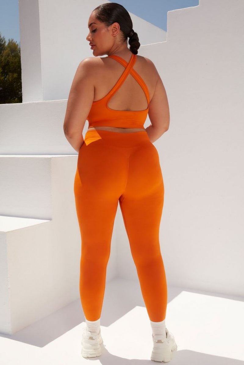 Oh Polly Surge Curved Waist Seamless Leggings Leggings Deep Orange | JRNP-87296