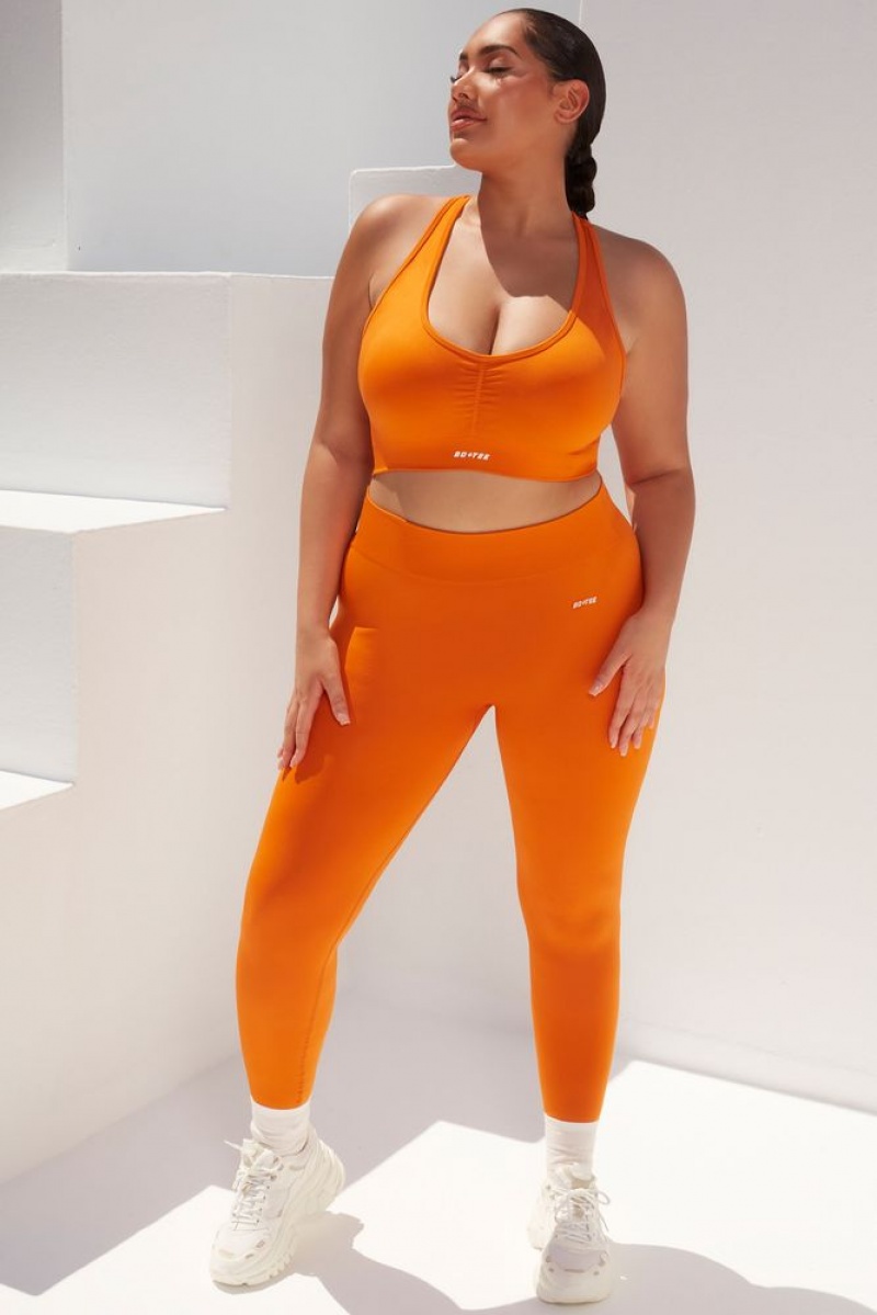 Oh Polly Surge Curved Waist Seamless Leggings Leggings Deep Orange | JRNP-87296